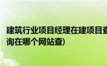 建筑行业项目经理在建项目查询怎样查(项目经理在建项目查询在哪个网站查)