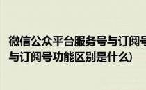 微信公众平台服务号与订阅号功能区别(微信公众平台服务号与订阅号功能区别是什么)