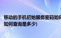 移动的手机初始服务密码如何查询(移动的手机初始服务密码如何查询是多少)