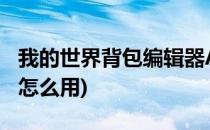 我的世界背包编辑器AII(我的世界背包编辑器怎么用)
