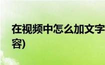 在视频中怎么加文字(在视频中怎么加文字内容)
