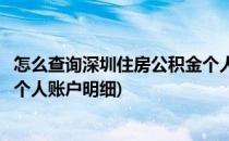 怎么查询深圳住房公积金个人账户(怎么查询深圳住房公积金个人账户明细)