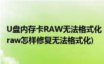 U盘内存卡RAW无法格式化 硬盘U盘内存卡数据修复(u盘为raw怎样修复无法格式化)