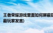 王者荣耀游戏里面如何屏蔽别人的发言(王者荣耀局内如何屏蔽玩家发言)