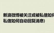 新浪微博被关注或被私信如何自动回复(新浪微博被关注或被私信如何自动回复消息)