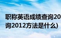 职称英语成绩查询2012方法(职称英语成绩查询2012方法是什么)