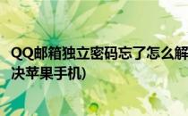 QQ邮箱独立密码忘了怎么解决(qq邮箱独立密码忘了怎么解决苹果手机)