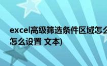 excel高级筛选条件区域怎么设置(excel高级筛选条件区域怎么设置 文本)