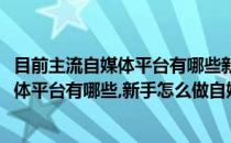 目前主流自媒体平台有哪些新手怎么做自媒体(目前主流自媒体平台有哪些,新手怎么做自媒体赚钱)