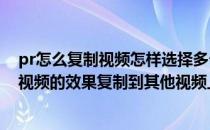 pr怎么复制视频怎样选择多个视频进行复制(pr怎么把一个视频的效果复制到其他视频上)