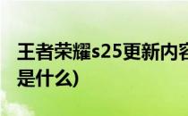 王者荣耀s25更新内容(王者荣耀s25更新内容是什么)