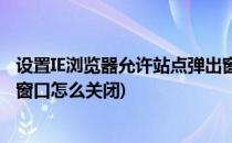 设置IE浏览器允许站点弹出窗口(设置ie浏览器允许站点弹出窗口怎么关闭)