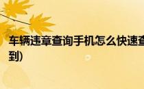 车辆违章查询手机怎么快速查(车辆违章查询手机怎么快速查到)