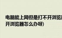 电脑能上网但是打不开浏览器怎么办(电脑能上网,但是打不开浏览器怎么办呀)