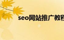 seo网站推广教程(网站seo 教程)