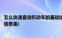 怎么快速查询机动车的基础信息(怎么快速查询机动车的基础信息表)