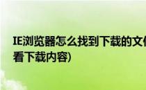 IE浏览器怎么找到下载的文件/下载管理器(ie浏览器如何查看下载内容)