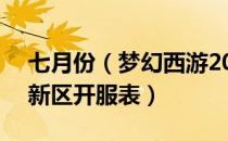七月份（梦幻西游2022新区开服推荐 2022新区开服表）