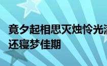 竟夕起相思灭烛怜光满披衣觉露滋不堪盈手赠还寝梦佳期