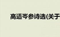 高适岑参诗选(关于高适岑参诗选简述)