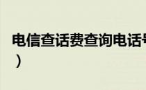 电信查话费查询电话号码（电信固话话费查询）