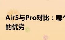 Air5与Pro对比：哪个更出色？全面解析二者的优劣