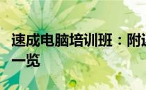 速成电脑培训班：附近的电脑培训速成班地址一览